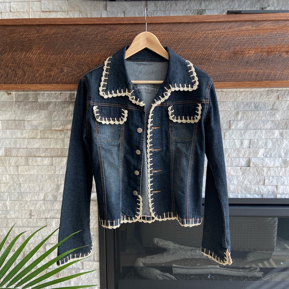 Denim lace trim jacket from Japan